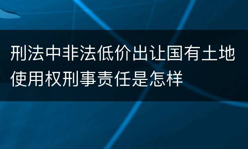 刑法中非法低价出让国有土地使用权刑事责任是怎样