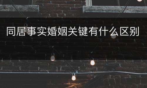 同居事实婚姻关键有什么区别