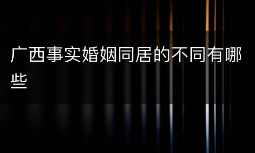 广西事实婚姻同居的不同有哪些