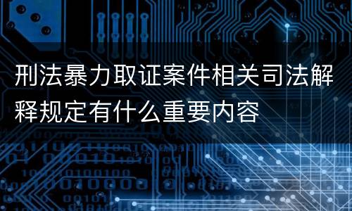 刑法暴力取证案件相关司法解释规定有什么重要内容