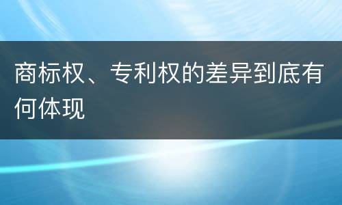 商标权、专利权的差异到底有何体现