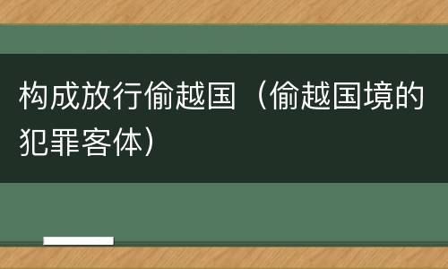 构成放行偷越国（偷越国境的犯罪客体）