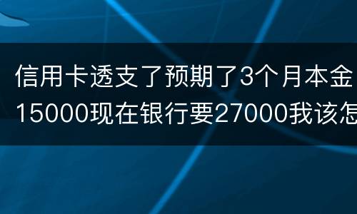 信用卡透支了预期了3个月本金15000现在银行要27000我该怎么办