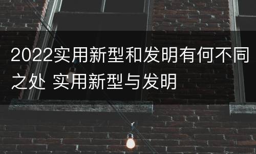 2022实用新型和发明有何不同之处 实用新型与发明