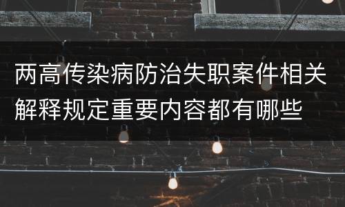 两高传染病防治失职案件相关解释规定重要内容都有哪些