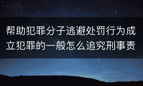 帮助犯罪分子逃避处罚行为成立犯罪的一般怎么追究刑事责任