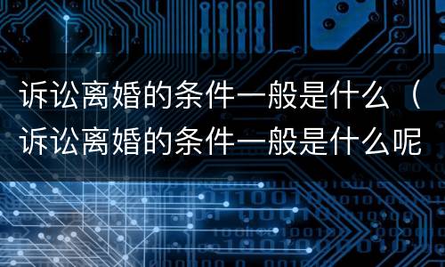 诉讼离婚的条件一般是什么（诉讼离婚的条件一般是什么呢）