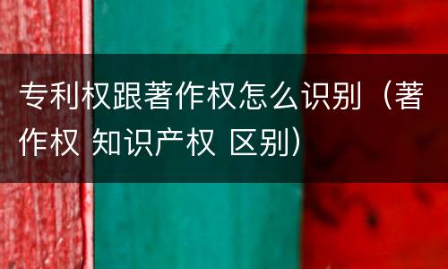 专利权跟著作权怎么识别（著作权 知识产权 区别）