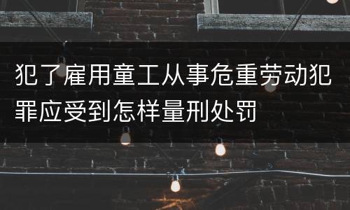 犯了雇用童工从事危重劳动犯罪应受到怎样量刑处罚