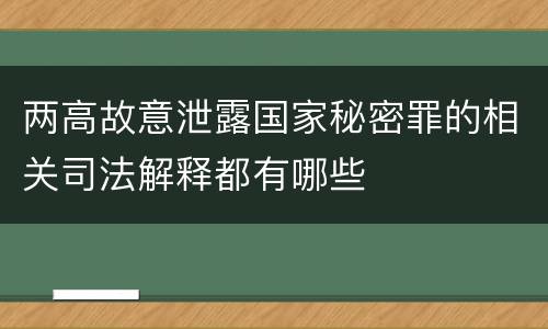 两高故意泄露国家秘密罪的相关司法解释都有哪些