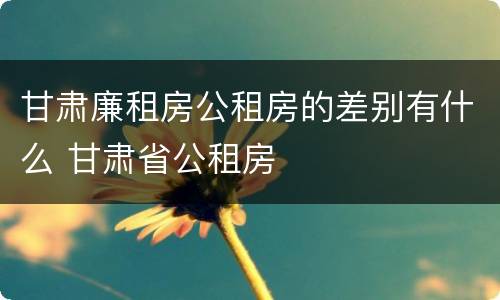 甘肃廉租房公租房的差别有什么 甘肃省公租房