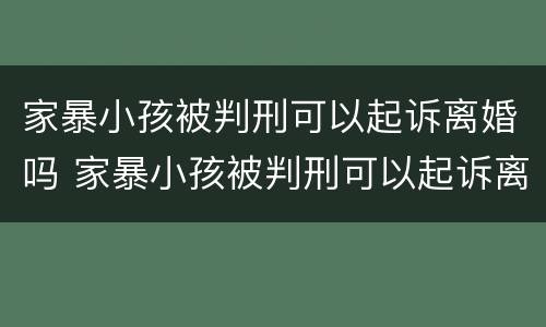 家暴小孩被判刑可以起诉离婚吗 家暴小孩被判刑可以起诉离婚吗