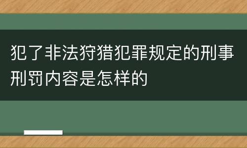 犯了非法狩猎犯罪规定的刑事刑罚内容是怎样的