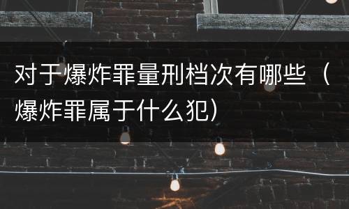 对于爆炸罪量刑档次有哪些（爆炸罪属于什么犯）
