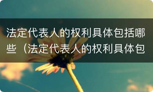 法定代表人的权利具体包括哪些（法定代表人的权利具体包括哪些）