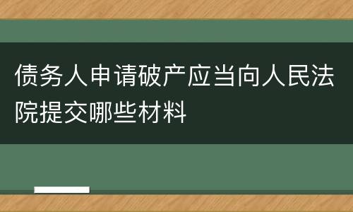 债务人申请破产应当向人民法院提交哪些材料