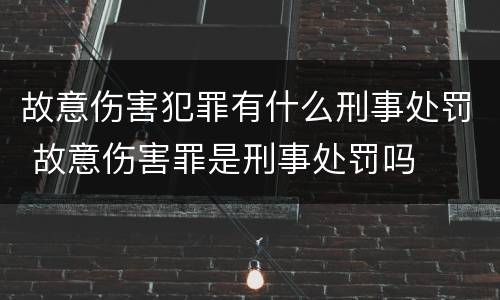 故意伤害犯罪有什么刑事处罚 故意伤害罪是刑事处罚吗