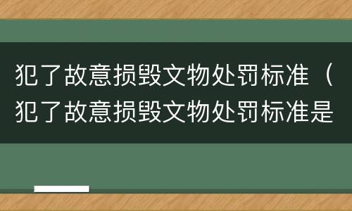 犯了故意损毁文物处罚标准（犯了故意损毁文物处罚标准是）