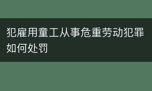 犯雇用童工从事危重劳动犯罪如何处罚
