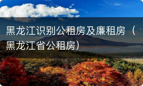 黑龙江识别公租房及廉租房（黑龙江省公租房）