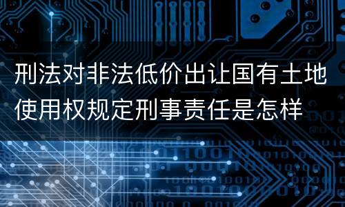 刑法对非法低价出让国有土地使用权规定刑事责任是怎样