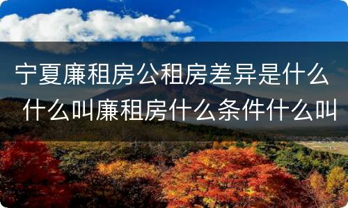 宁夏廉租房公租房差异是什么 什么叫廉租房什么条件什么叫公租房