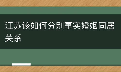 江苏该如何分别事实婚姻同居关系