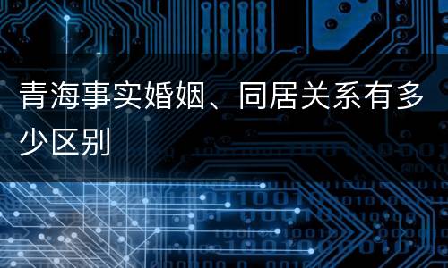 青海事实婚姻、同居关系有多少区别