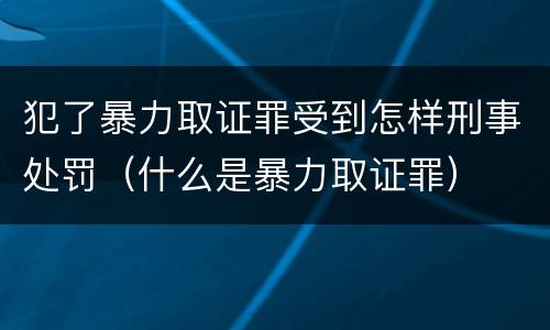 犯了暴力取证罪受到怎样刑事处罚（什么是暴力取证罪）