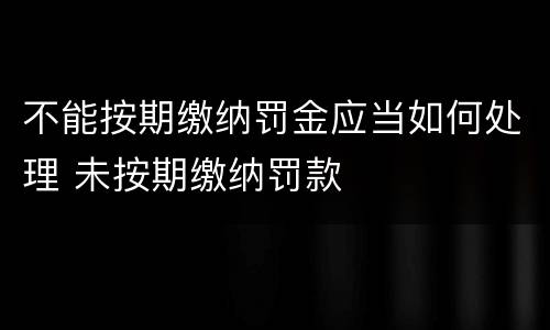 不能按期缴纳罚金应当如何处理 未按期缴纳罚款