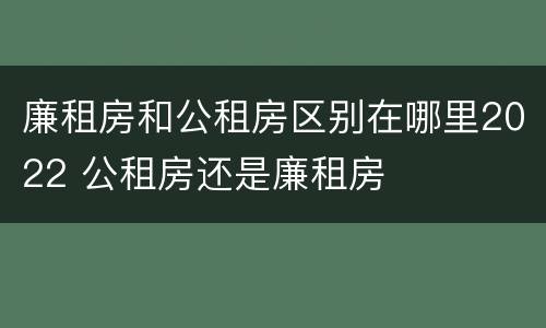 廉租房和公租房区别在哪里2022 公租房还是廉租房