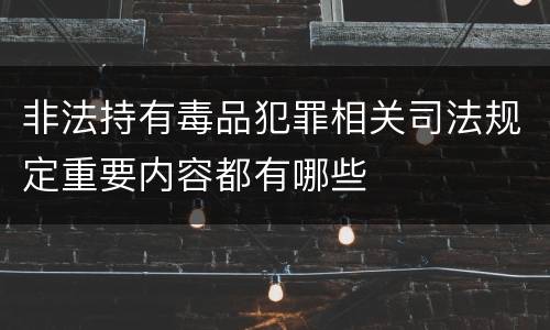 非法持有毒品犯罪相关司法规定重要内容都有哪些