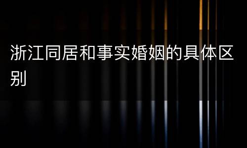 浙江同居和事实婚姻的具体区别