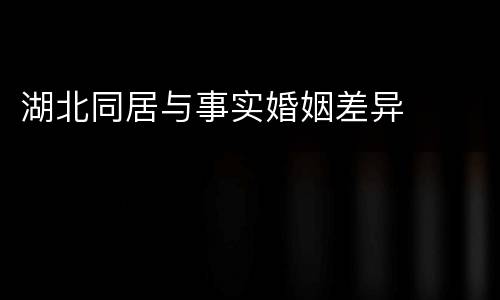 湖北同居与事实婚姻差异