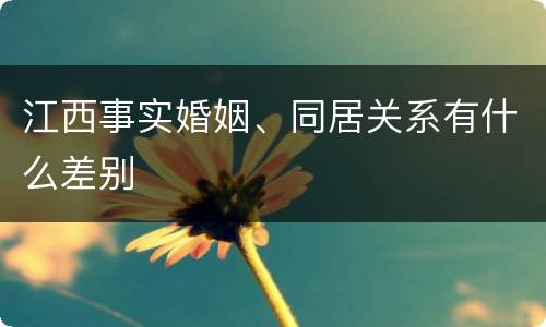 江西事实婚姻、同居关系有什么差别