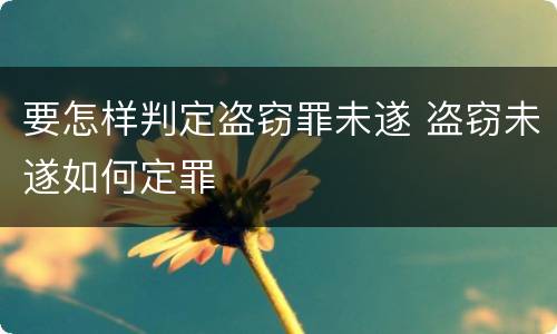 要怎样判定盗窃罪未遂 盗窃未遂如何定罪
