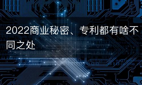 2022商业秘密、专利都有啥不同之处