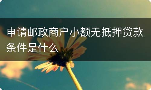 申请邮政商户小额无抵押贷款条件是什么