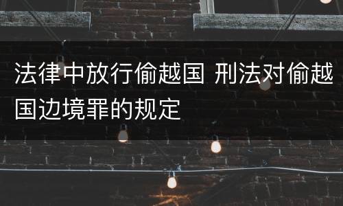 法律中放行偷越国 刑法对偷越国边境罪的规定