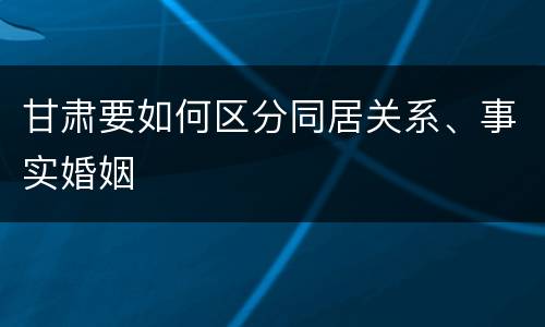 甘肃要如何区分同居关系、事实婚姻