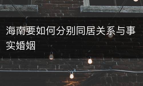 海南要如何分别同居关系与事实婚姻