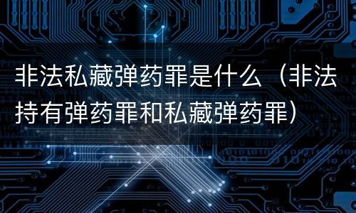 非法私藏弹药罪是什么（非法持有弹药罪和私藏弹药罪）