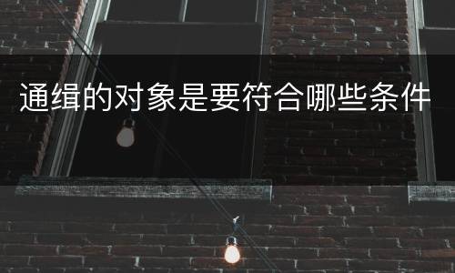 通缉的对象是要符合哪些条件