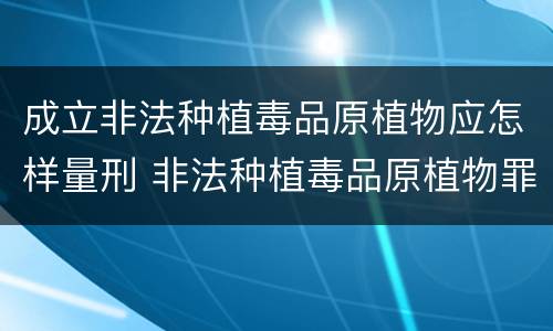 成立非法种植毒品原植物应怎样量刑 非法种植毒品原植物罪量刑
