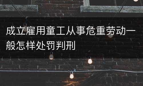 成立雇用童工从事危重劳动一般怎样处罚判刑