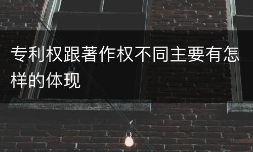 专利权跟著作权不同主要有怎样的体现
