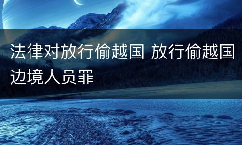 法律对放行偷越国 放行偷越国边境人员罪