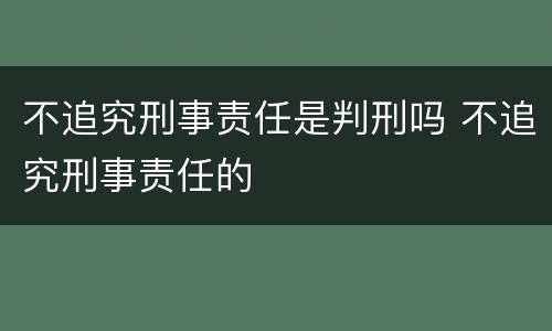 不追究刑事责任是判刑吗 不追究刑事责任的