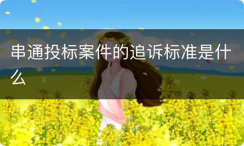 串通投标案件的追诉标准是什么