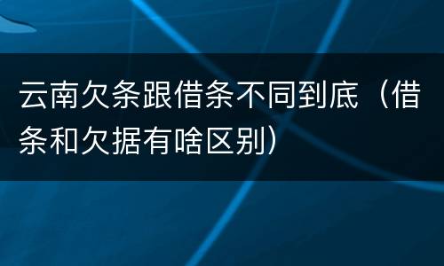 云南欠条跟借条不同到底（借条和欠据有啥区别）